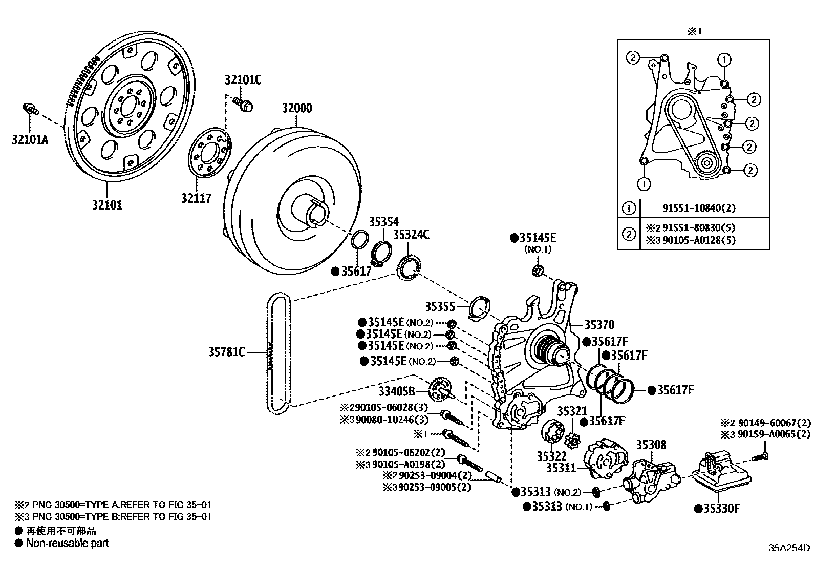 3502 — TORQUE CONVERTER, FRONT OIL PUMP & CHAIN (ATM)