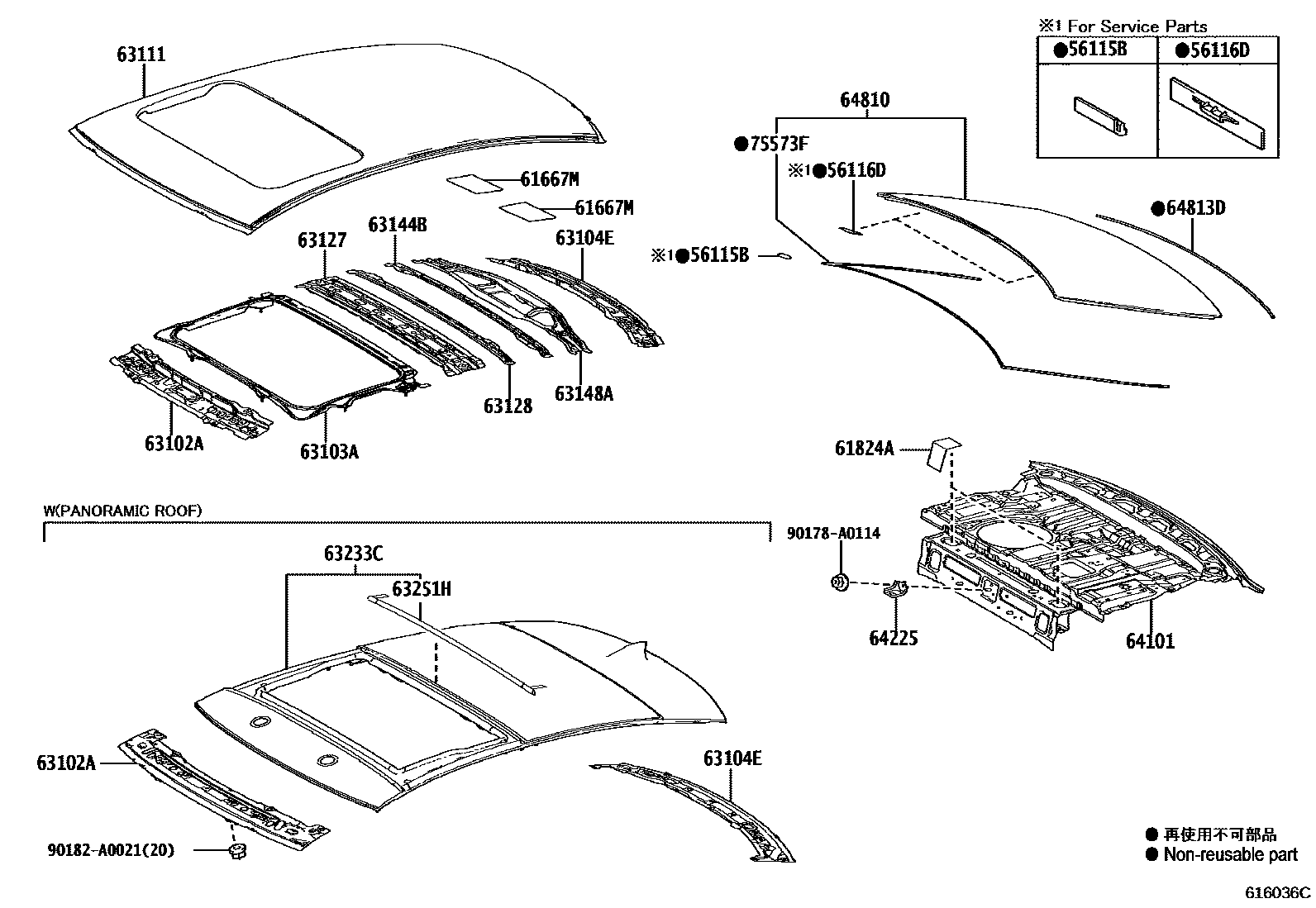 6104 — ROOF PANEL & BACK WINDOW GLASS