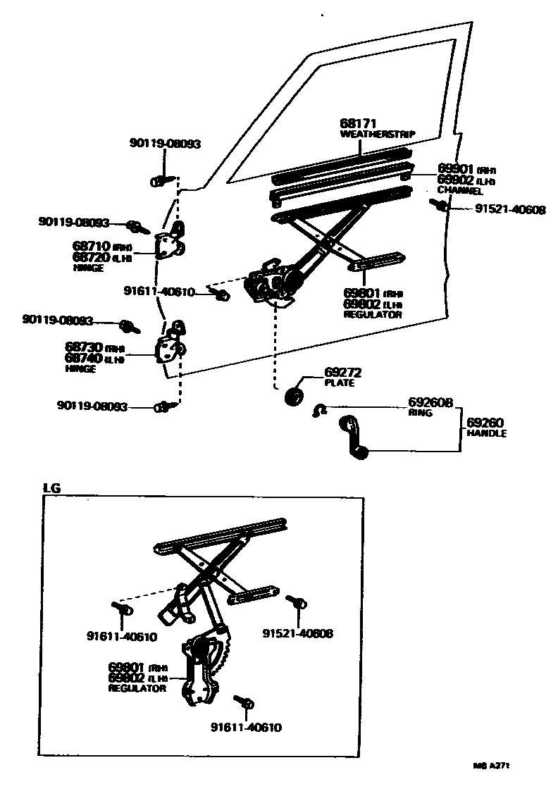 6704 — FRONT DOOR WINDOW REGULATOR & HINGE