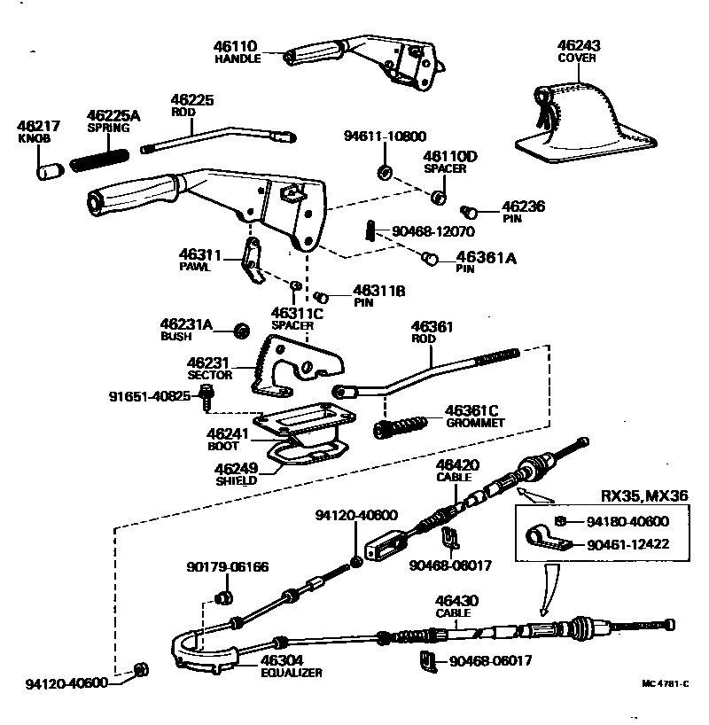 4601 — PARKING BRAKE & CABLE