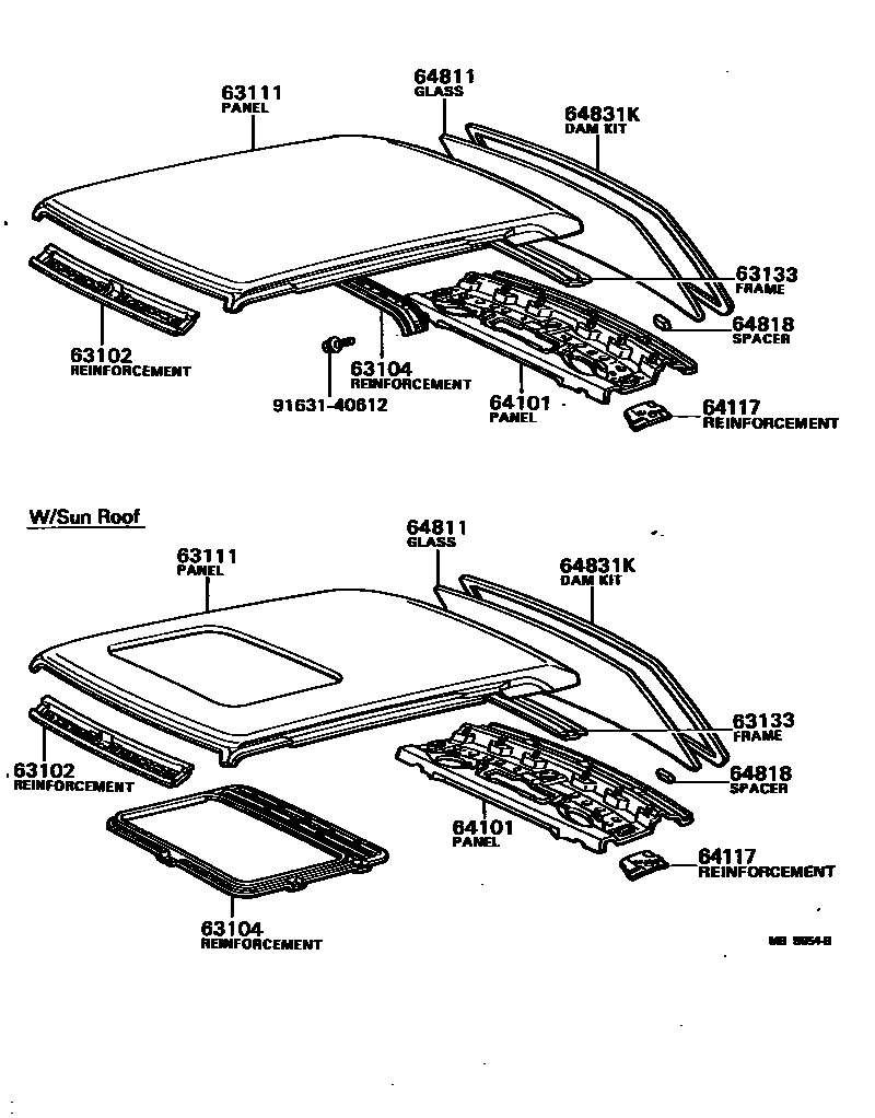 6104 — ROOF PANEL & BACK WINDOW GLASS