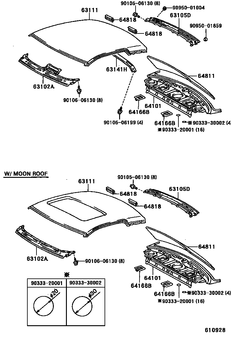 6104 — ROOF PANEL & BACK WINDOW GLASS