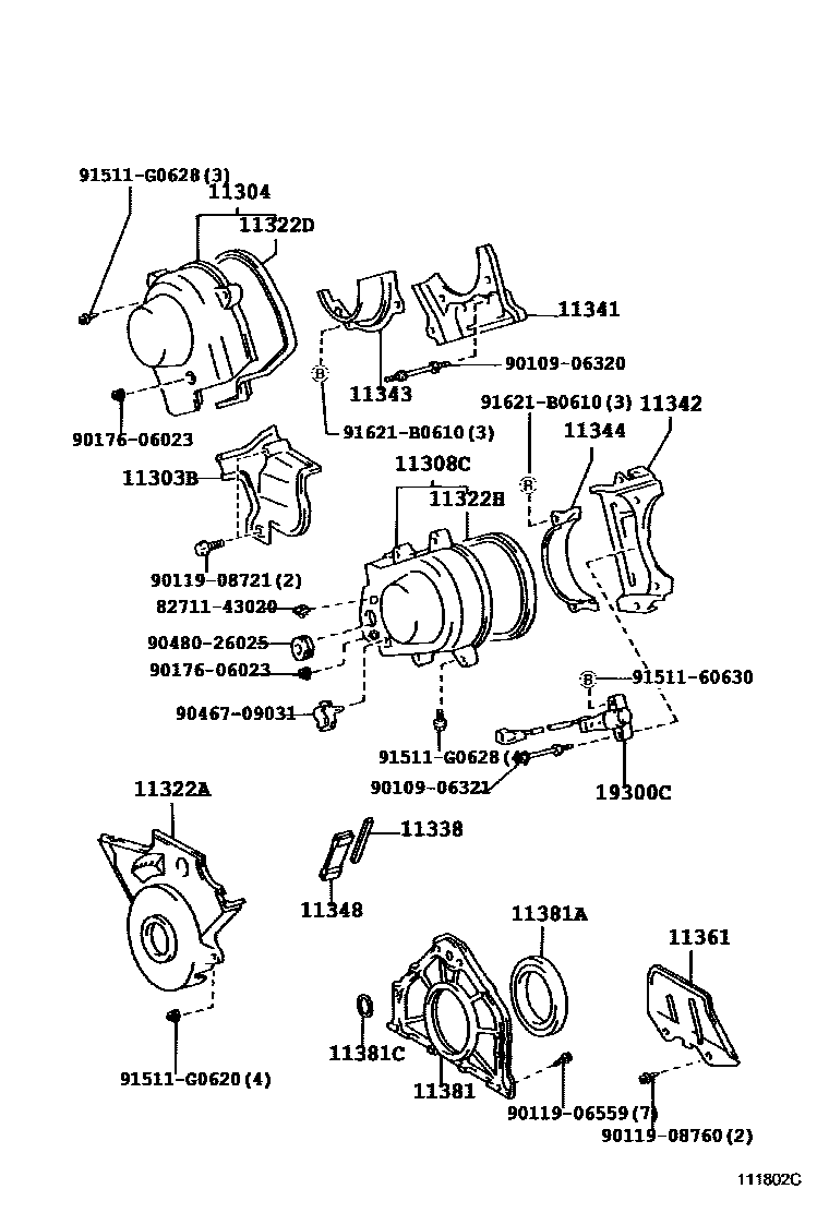 1106 — TIMING GEAR COVER & REAR END PLATE