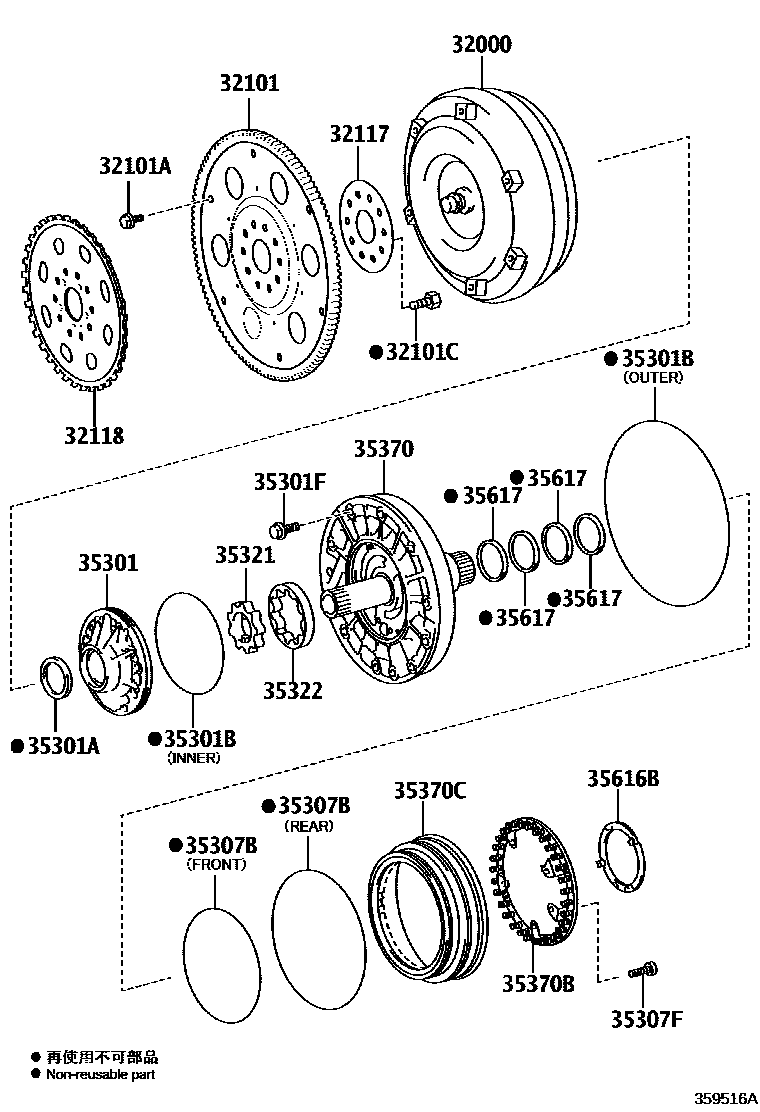 3502 — TORQUE CONVERTER, FRONT OIL PUMP & CHAIN (ATM)