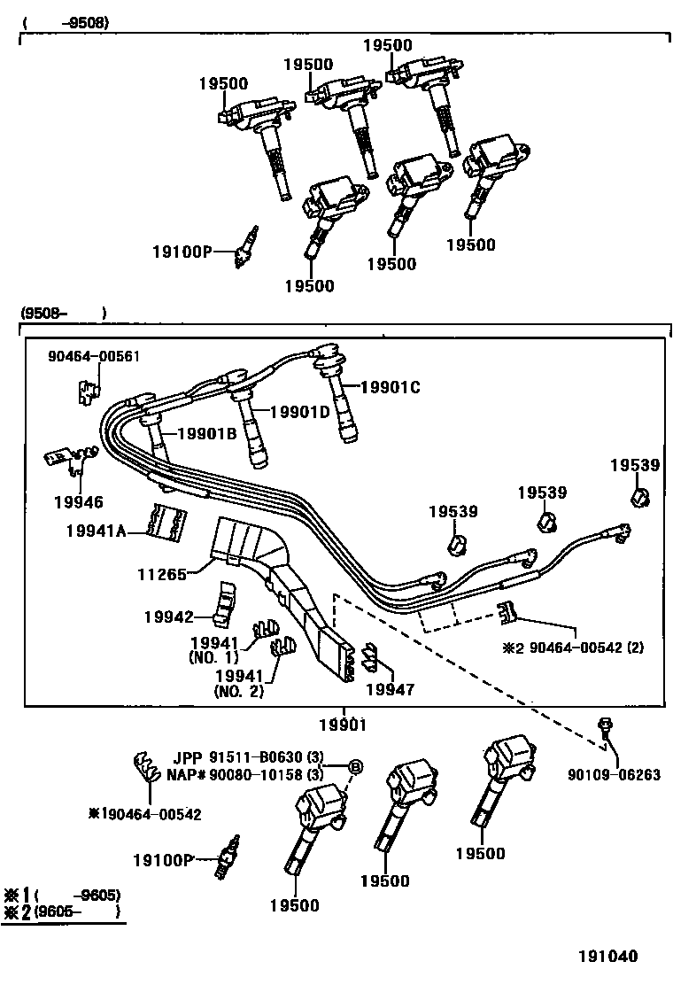 1901 — IGNITION COIL & SPARK PLUG / GLOW PLUG