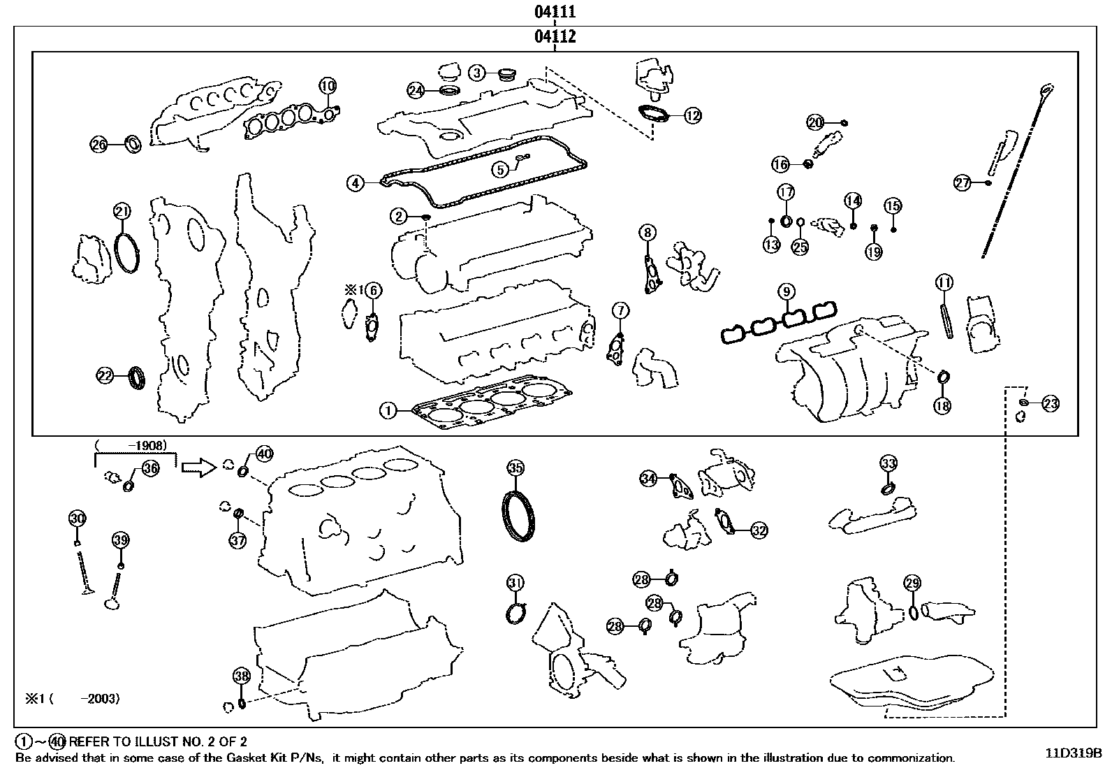 1103 — ENGINE OVERHAUL GASKET KIT