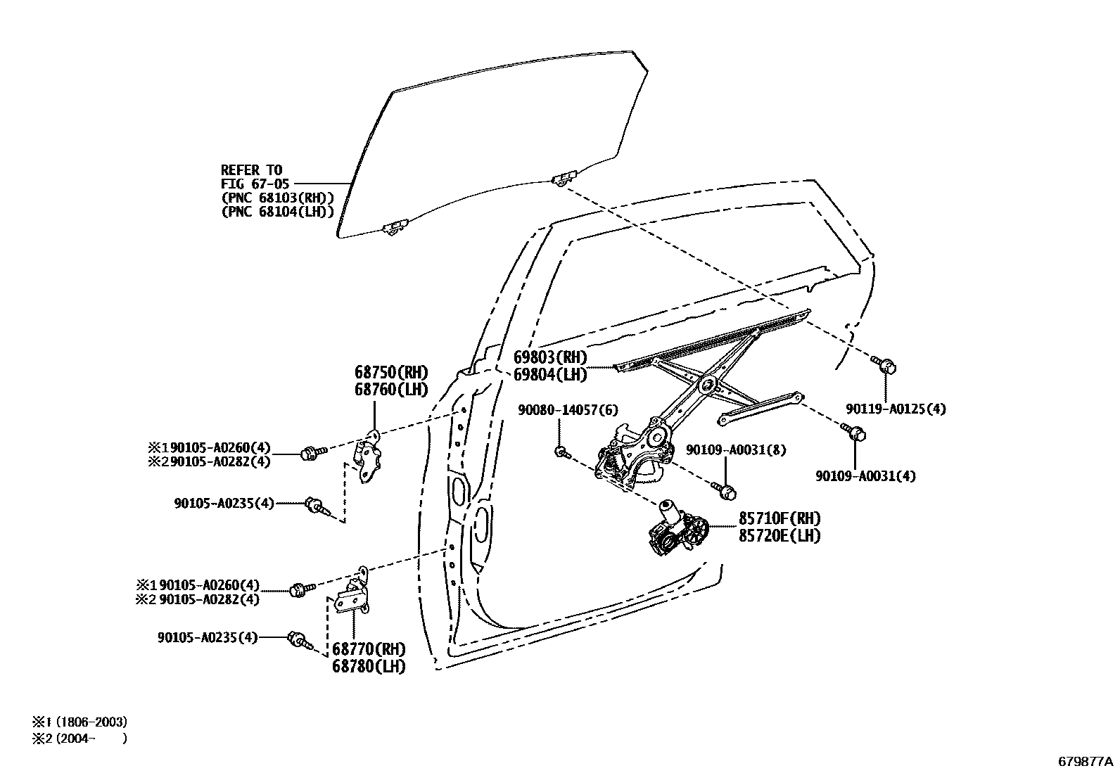 6707 — REAR DOOR WINDOW REGULATOR & HINGE