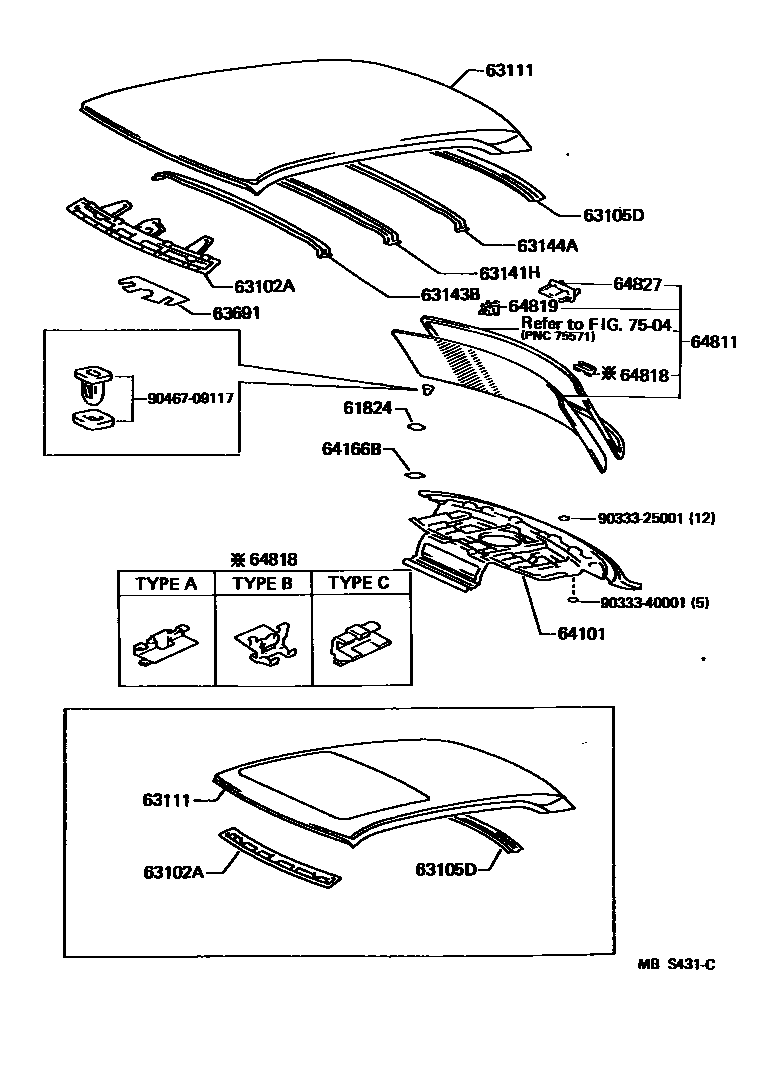6104 — ROOF PANEL & BACK WINDOW GLASS