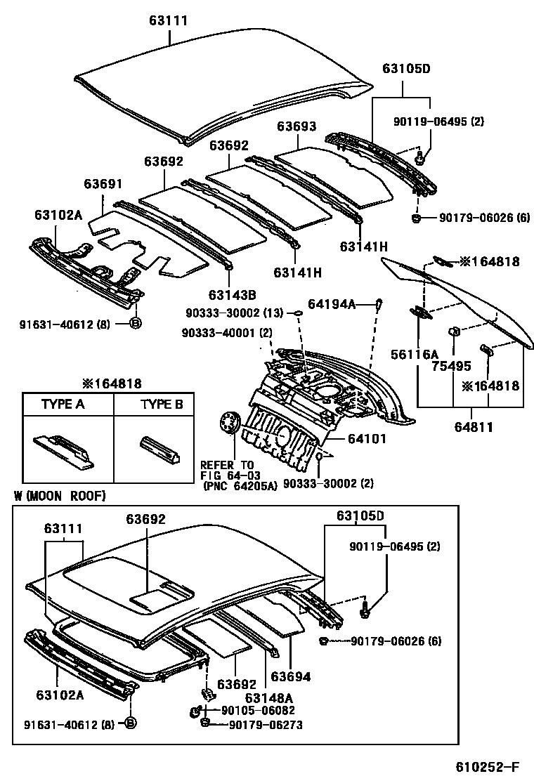 6104 — ROOF PANEL & BACK WINDOW GLASS