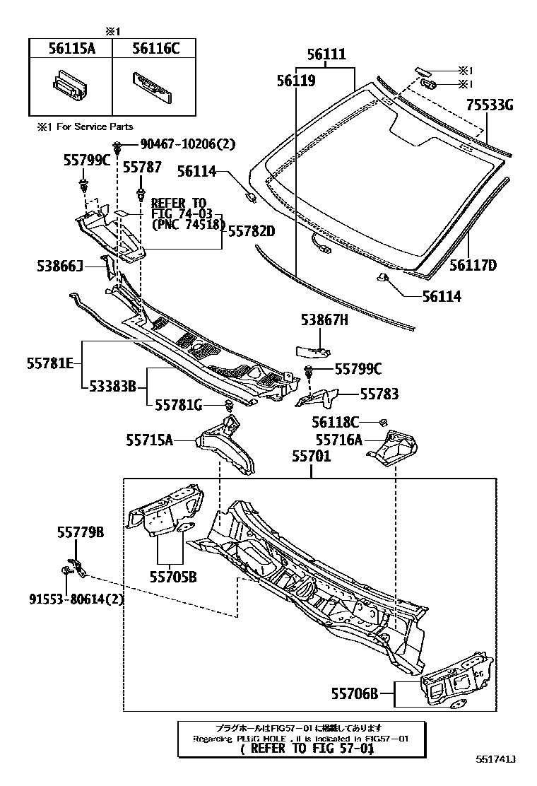 5503 — COWL PANEL & WINDSHIELD GLASS