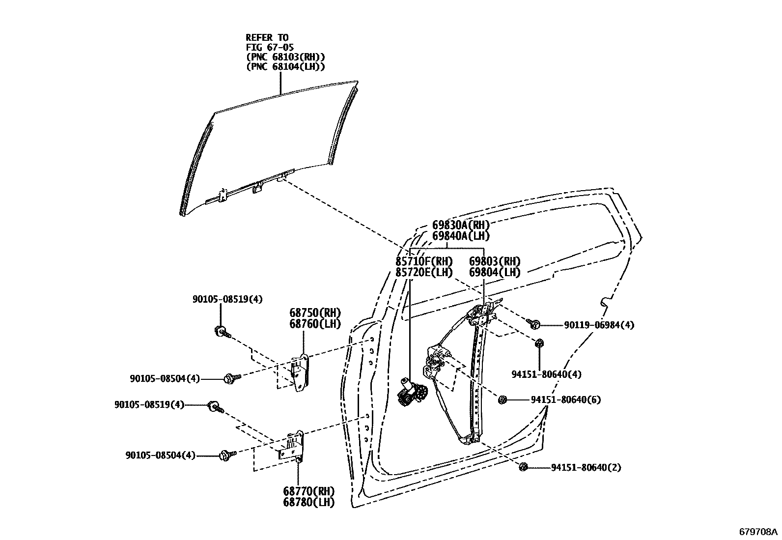 6707 — REAR DOOR WINDOW REGULATOR & HINGE