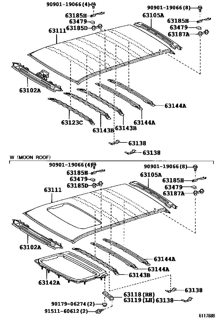 6104 — ROOF PANEL & BACK WINDOW GLASS