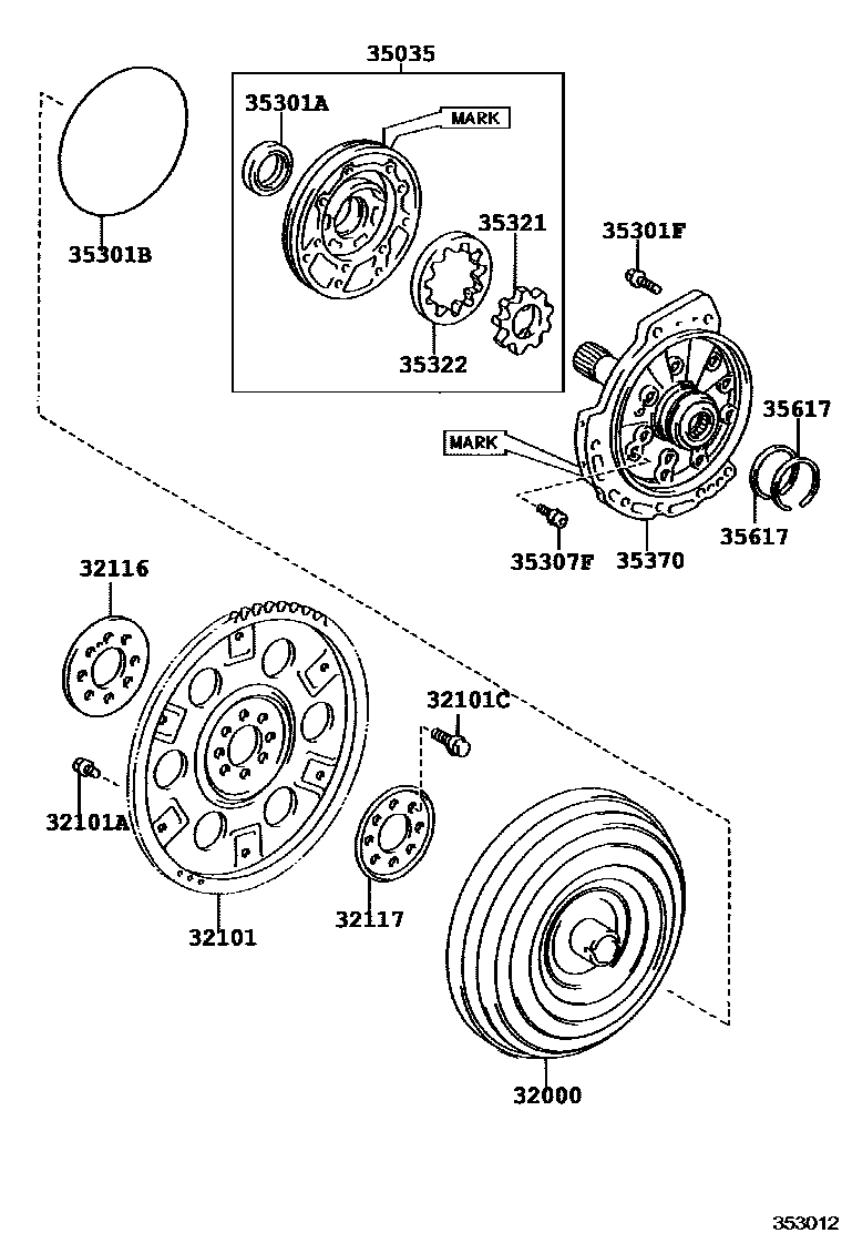3502 — TORQUE CONVERTER, FRONT OIL PUMP & CHAIN (ATM)