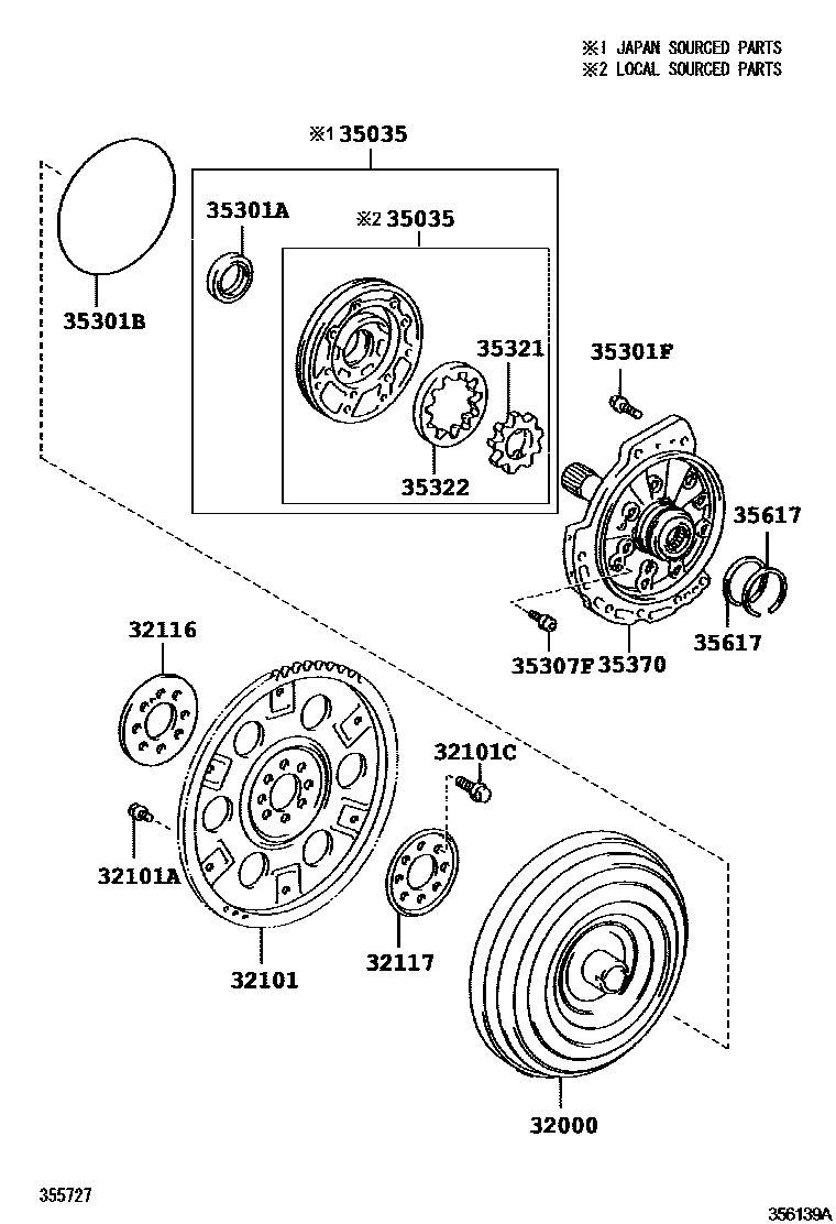 3502 — TORQUE CONVERTER, FRONT OIL PUMP & CHAIN (ATM)