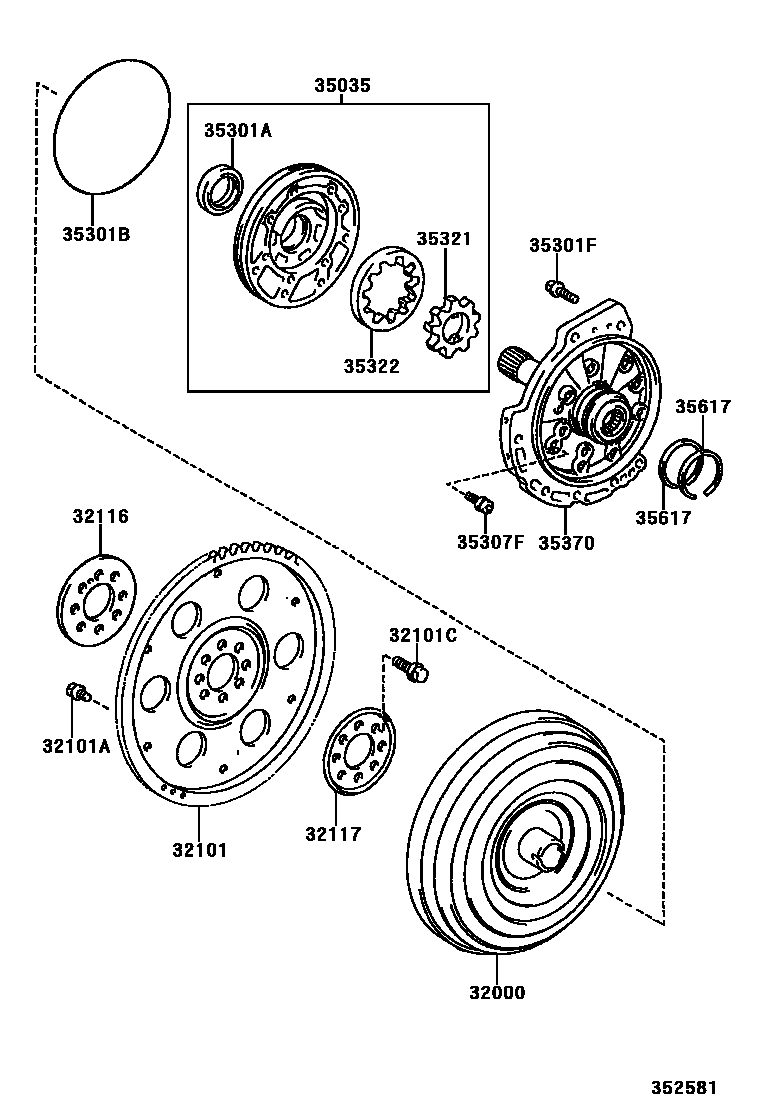 3502 — TORQUE CONVERTER, FRONT OIL PUMP & CHAIN (ATM)
