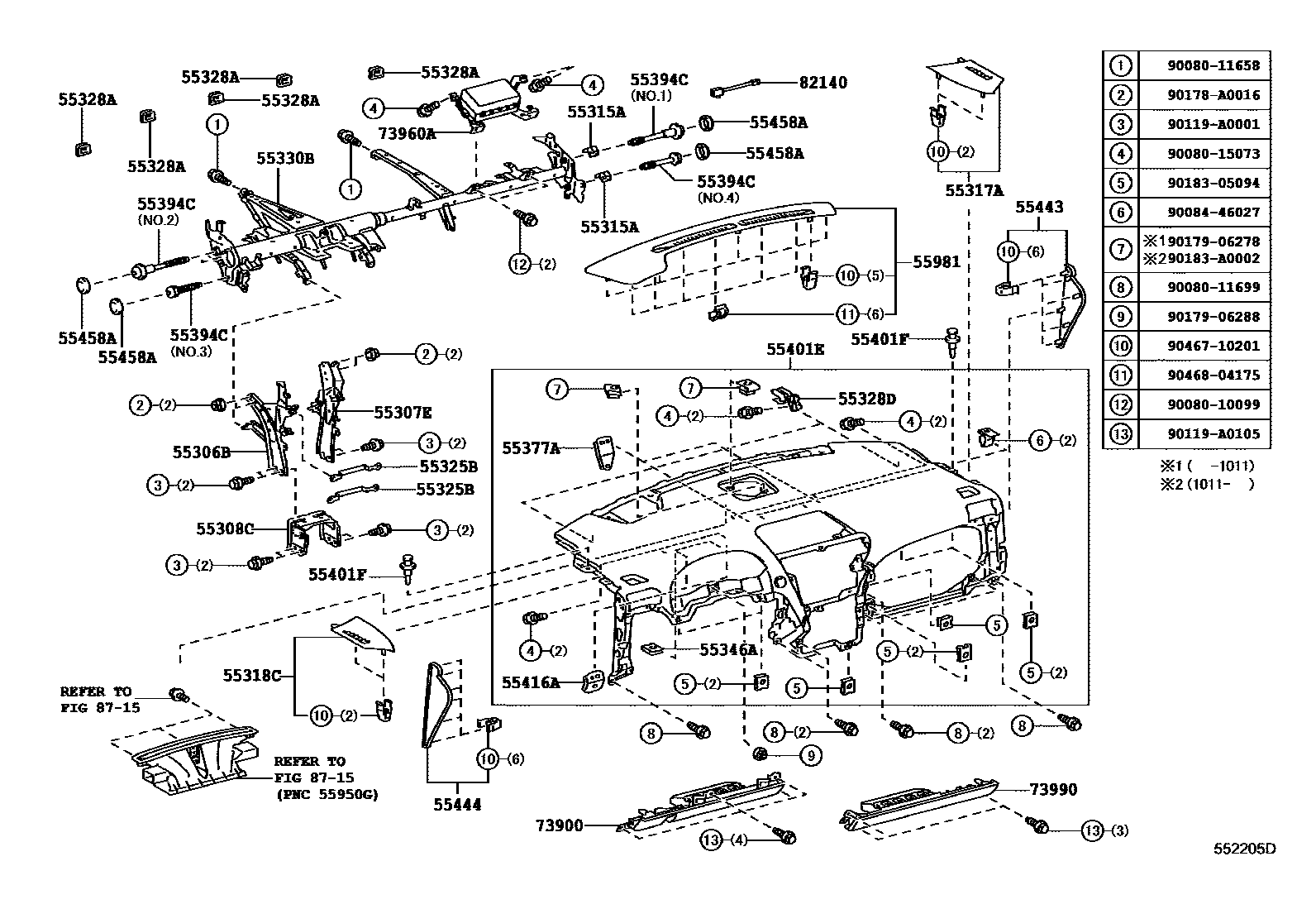5501 — INSTRUMENT PANEL & GLOVE COMPARTMENT