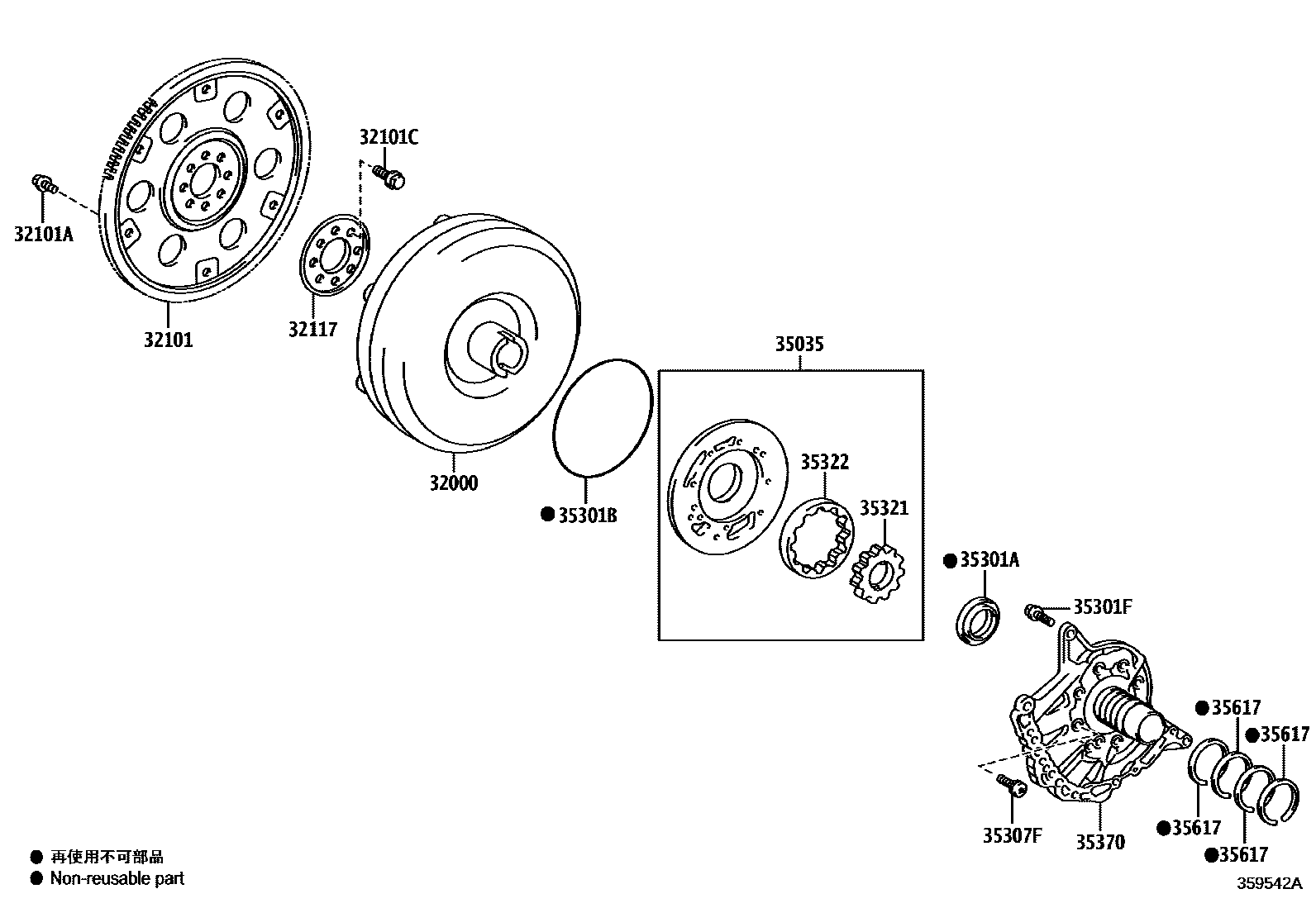 3502 — TORQUE CONVERTER, FRONT OIL PUMP & CHAIN (ATM)