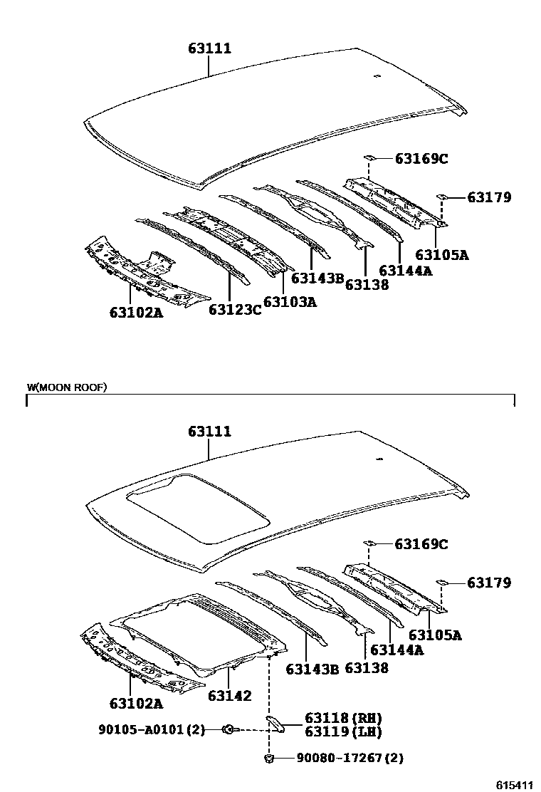 6104 — ROOF PANEL & BACK WINDOW GLASS