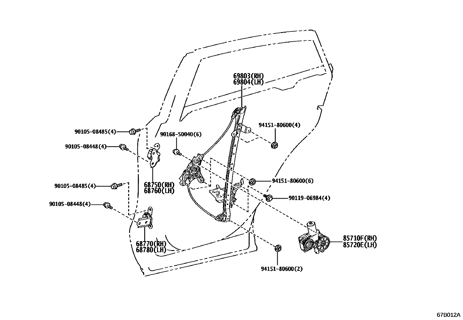 6707 — REAR DOOR WINDOW REGULATOR & HINGE