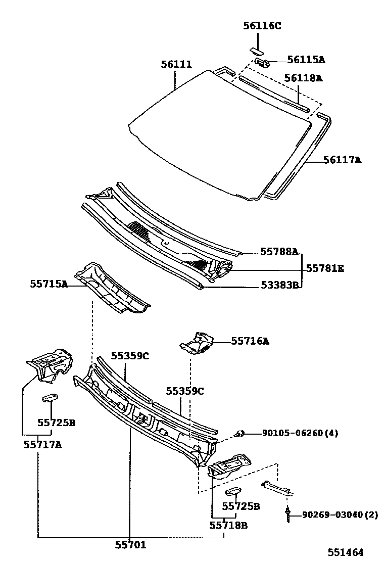 5503 — COWL PANEL & WINDSHIELD GLASS
