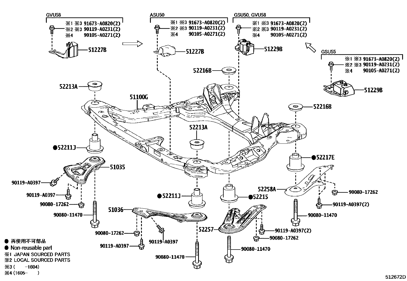 5102 — SUSPENSION CROSSMEMBER & UNDER COVER