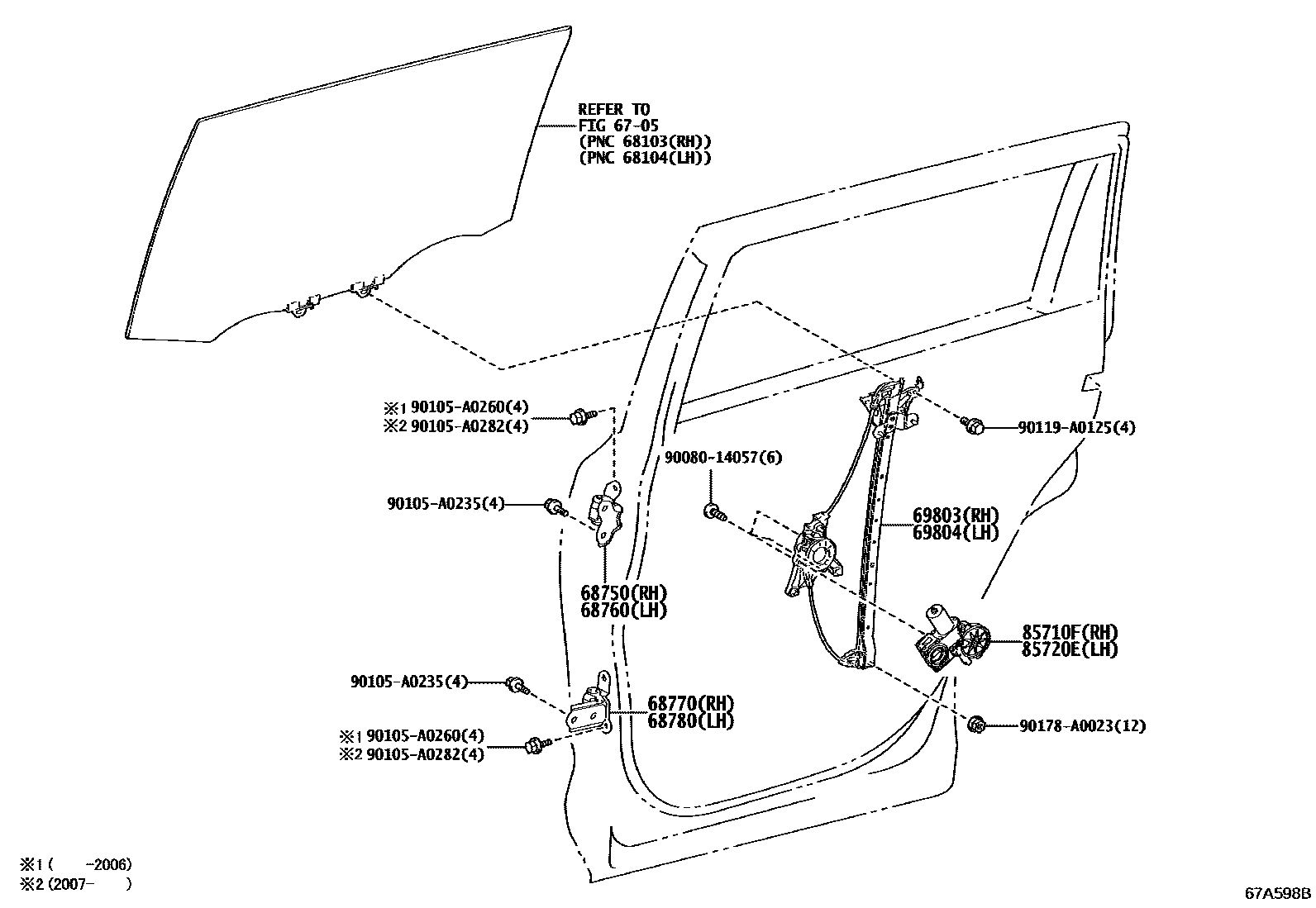 6707 — REAR DOOR WINDOW REGULATOR & HINGE