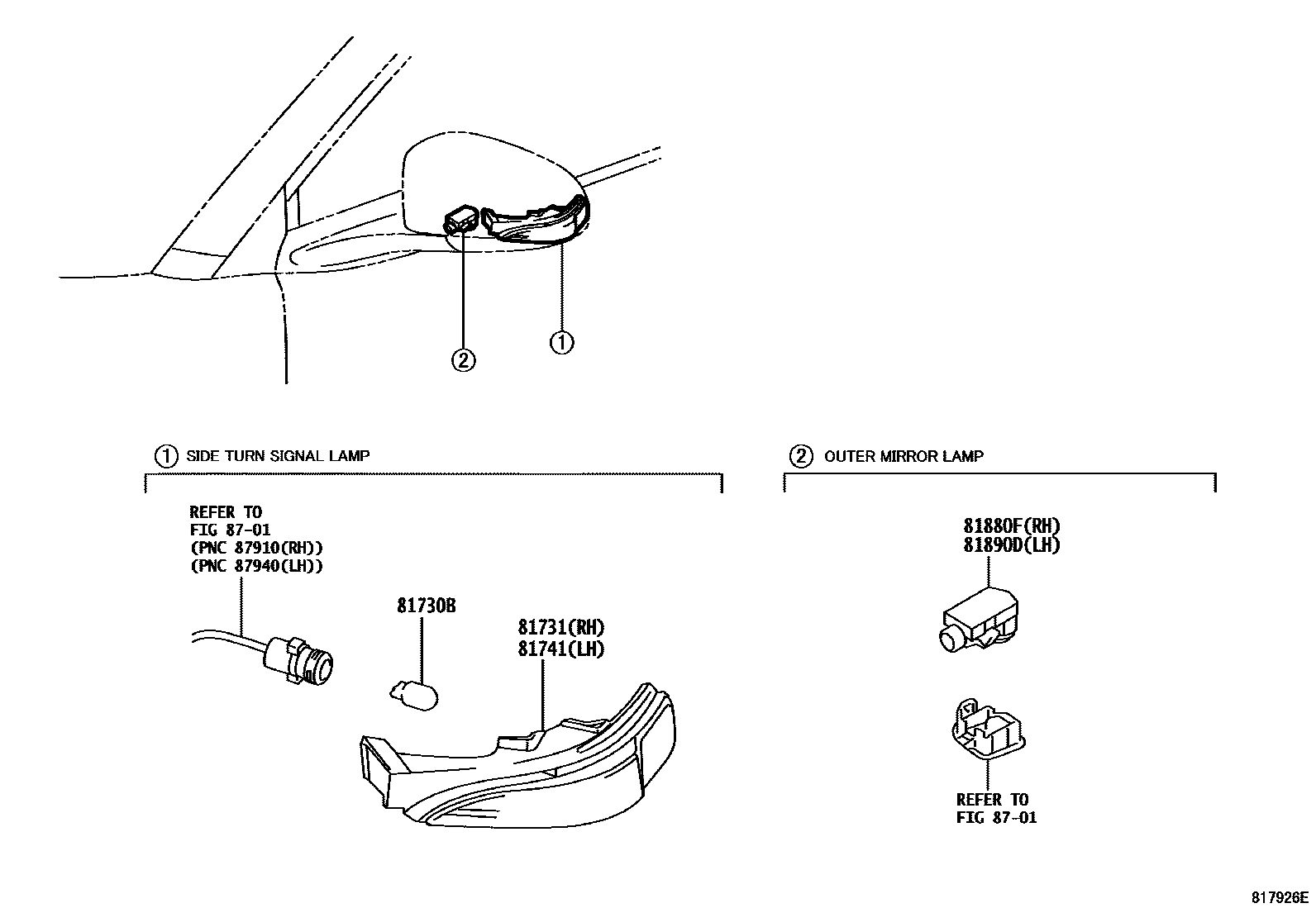 8106 — SIDE TURN SIGNAL LAMP & OUTER MIRROR LAMP