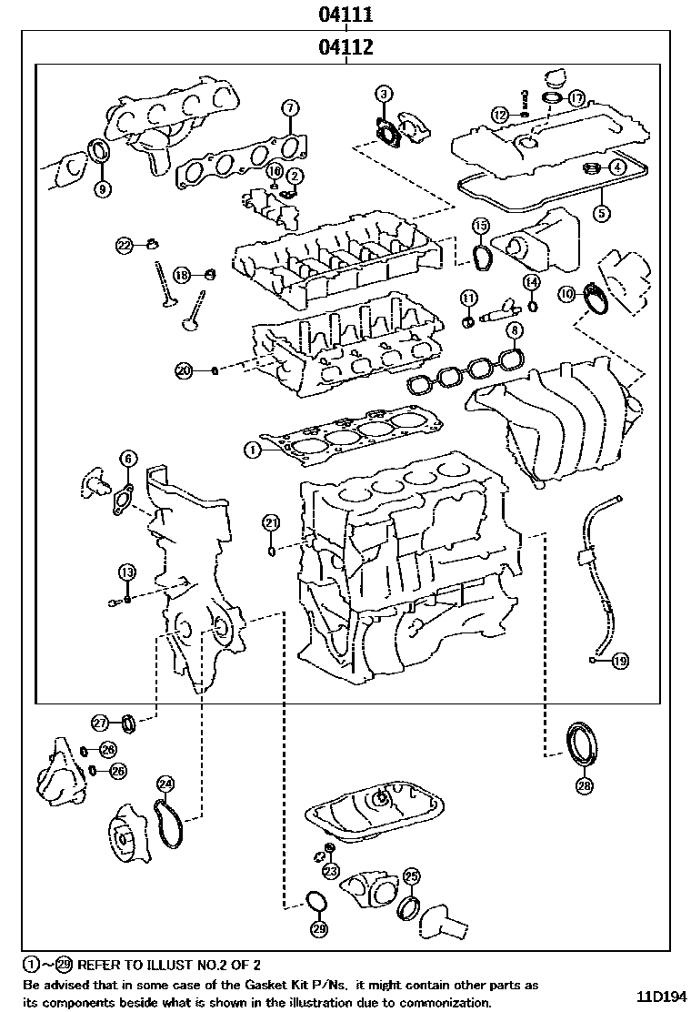 1103 — ENGINE OVERHAUL GASKET KIT