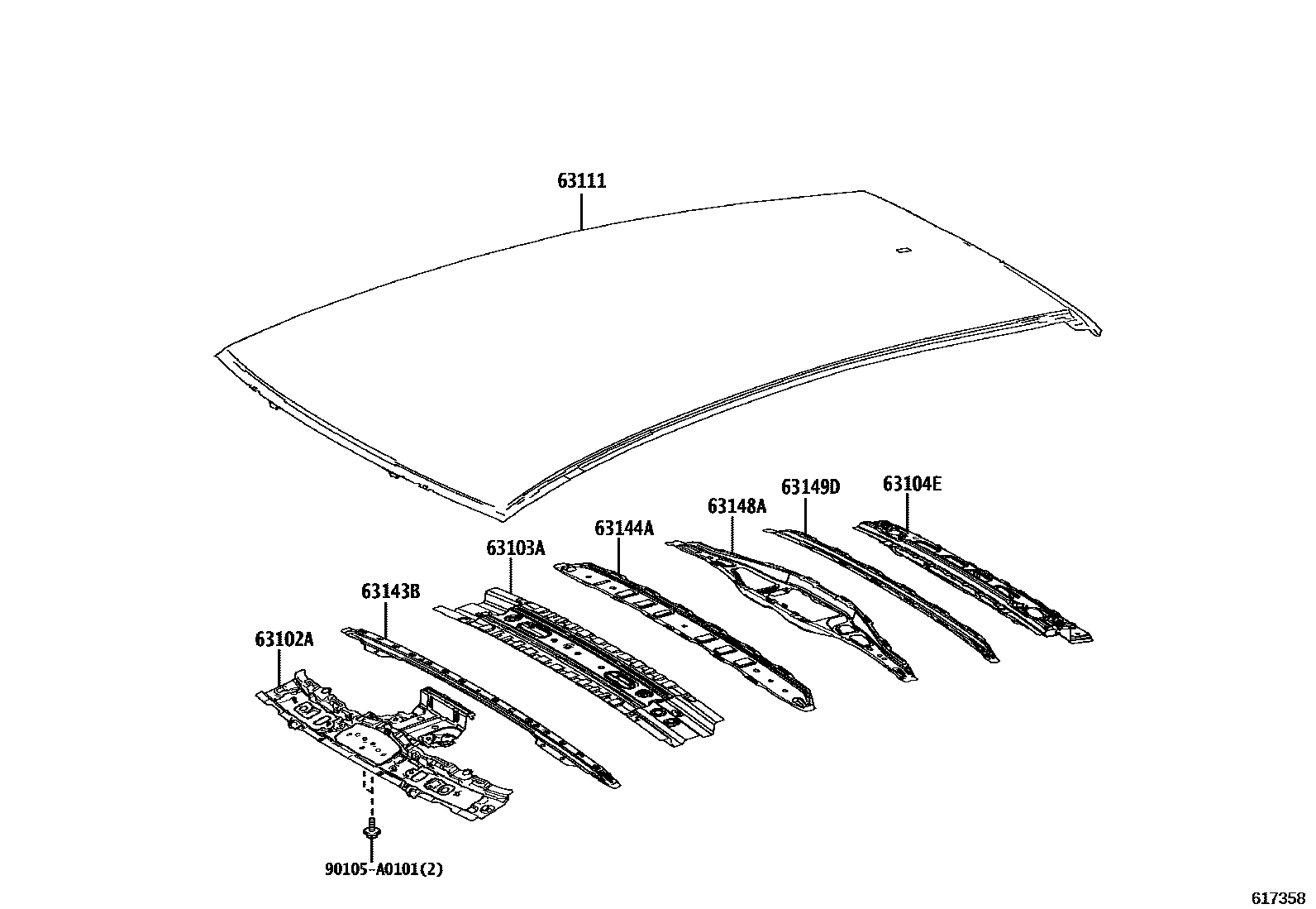 6104 — ROOF PANEL & BACK WINDOW GLASS