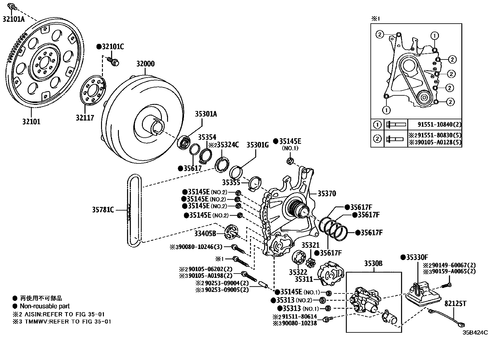 3502 — TORQUE CONVERTER, FRONT OIL PUMP & CHAIN (ATM)