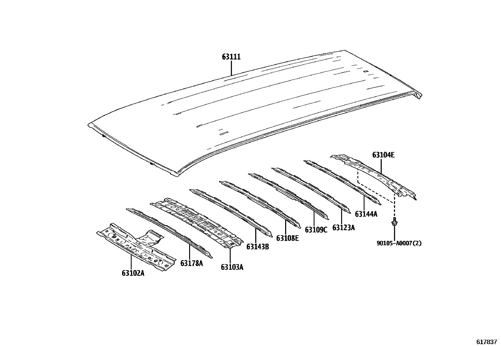 6104 — ROOF PANEL & BACK WINDOW GLASS
