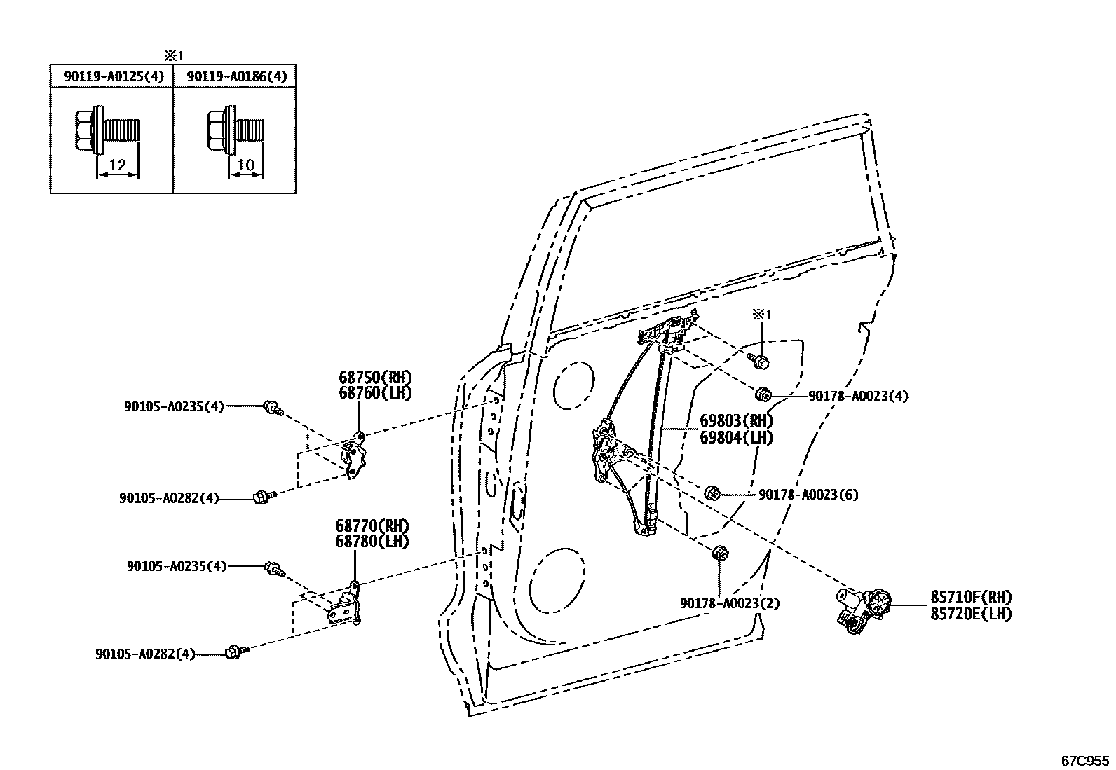 6707 — REAR DOOR WINDOW REGULATOR & HINGE