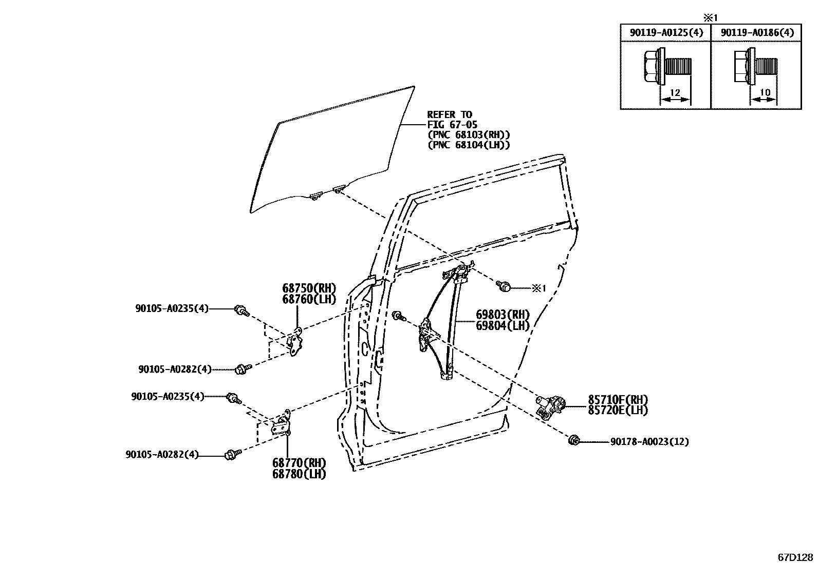 6707 — REAR DOOR WINDOW REGULATOR & HINGE