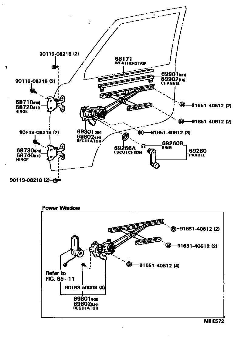 6754 — FRONT DOOR WINDOW REGULATOR & HINGE