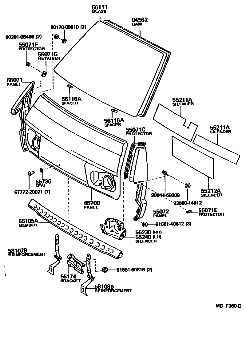 5554 — FRONT PANEL & WINDSHIELD GLASS