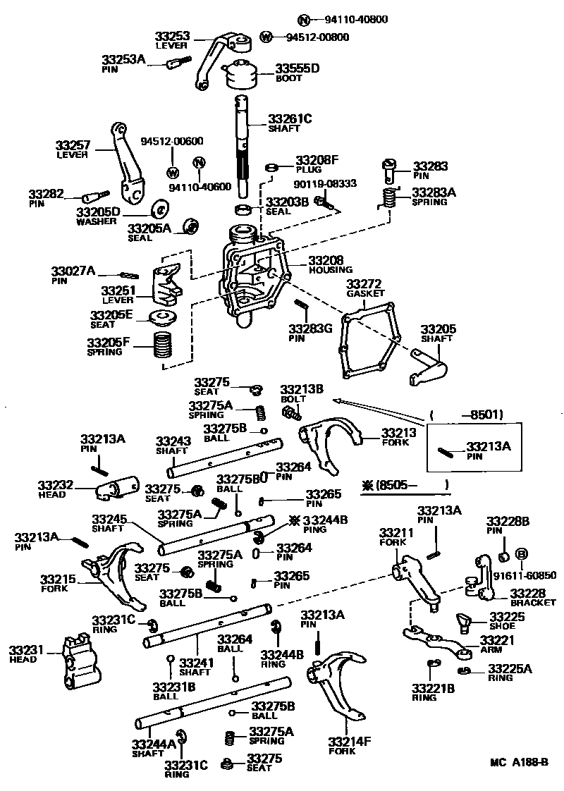 3307 — GEAR SHIFT FORK & LEVER SHAFT (MTM)