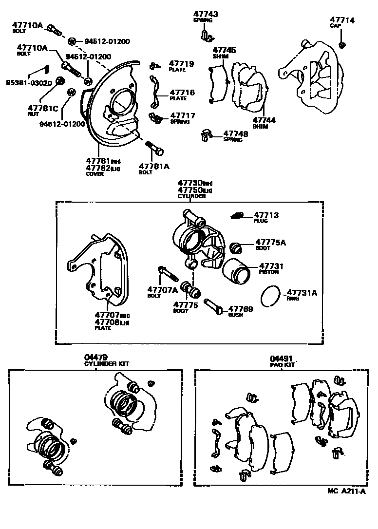 4705 — FRONT DISC BRAKE CALIPER & DUST COVER