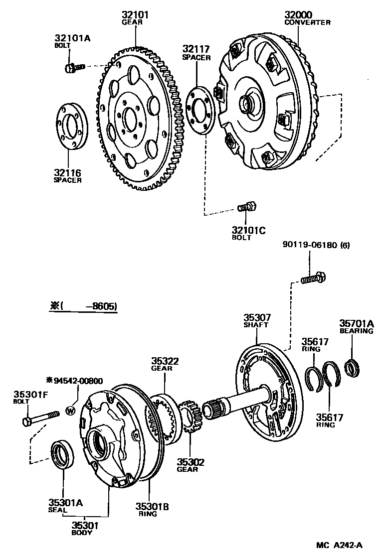 3502 — TORQUE CONVERTER, FRONT OIL PUMP & CHAIN (ATM)