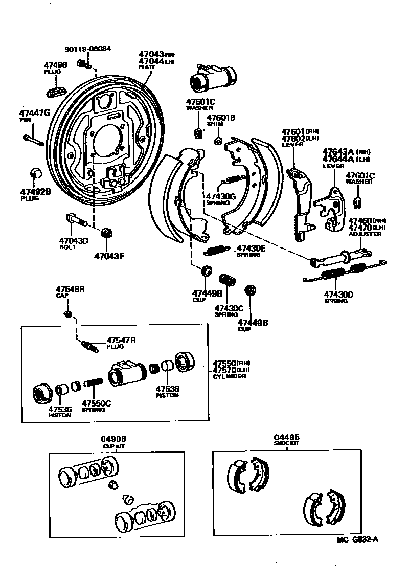 4706 — REAR DRUM BRAKE WHEEL CYLINDER & BACKING PLATE