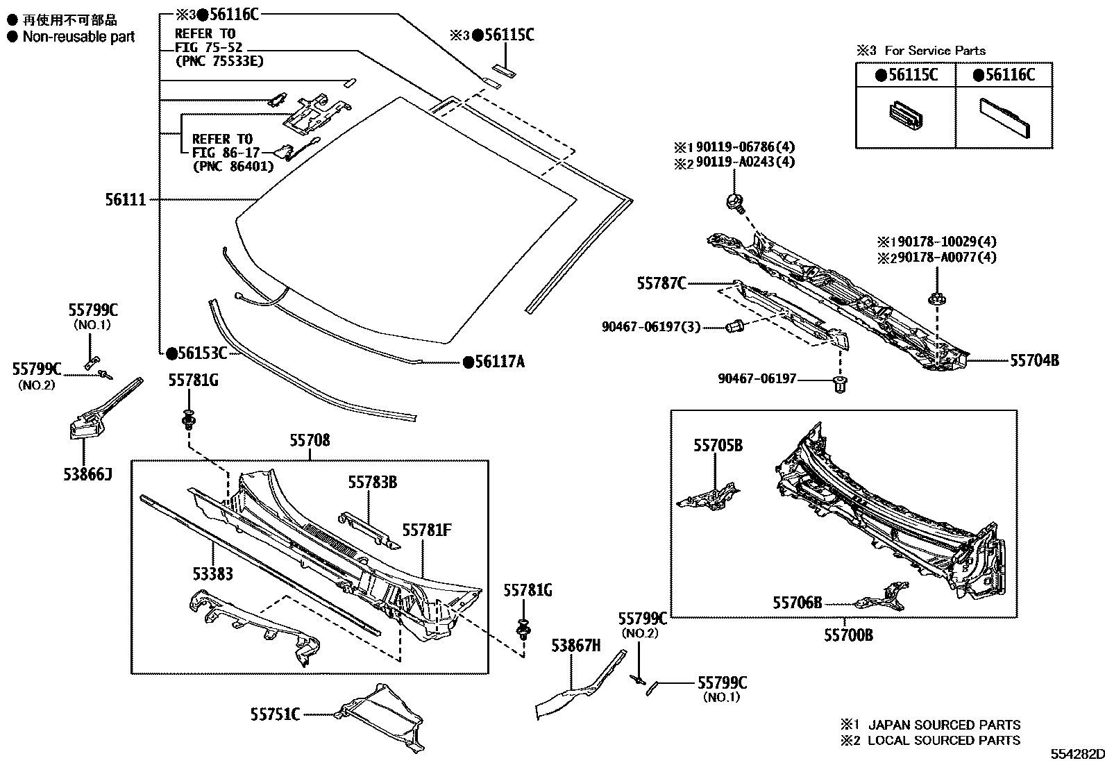 5553 — COWL PANEL & WINDSHIELD GLASS