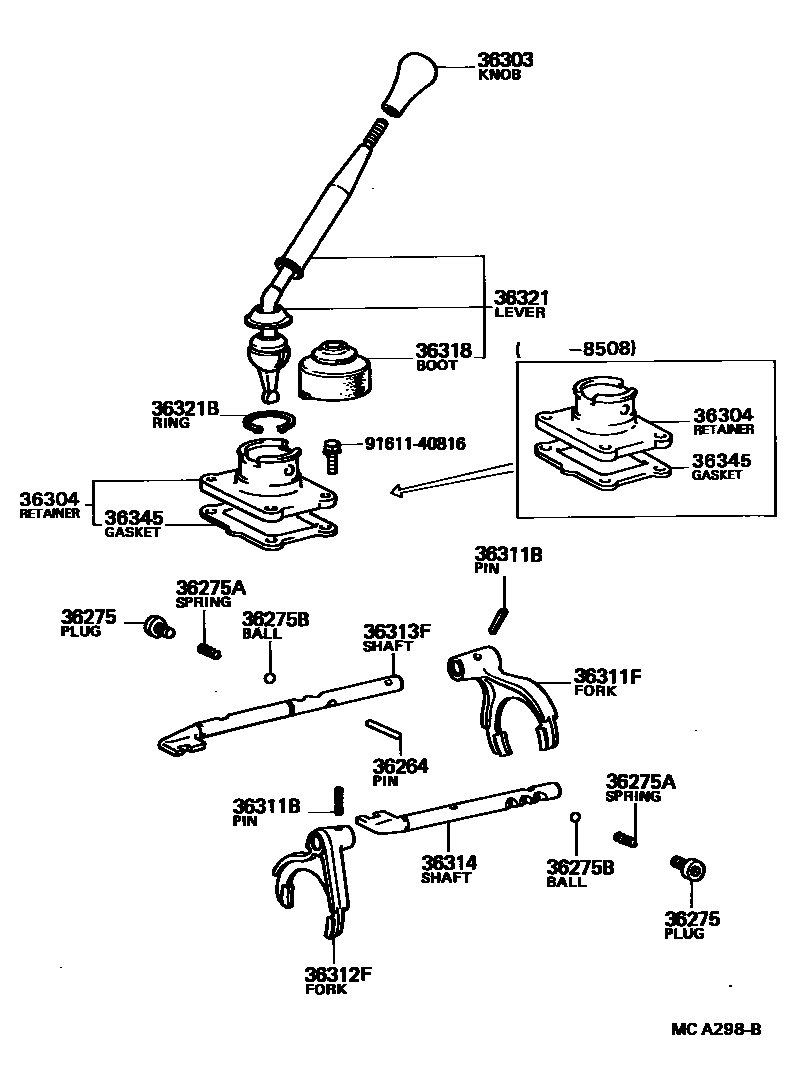 3611 — TRANSFER LEVER & SHIFT ROD