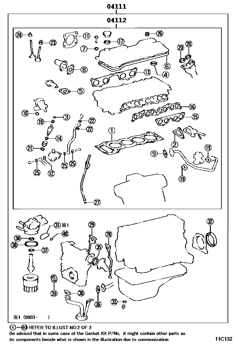 1103 — ENGINE OVERHAUL GASKET KIT