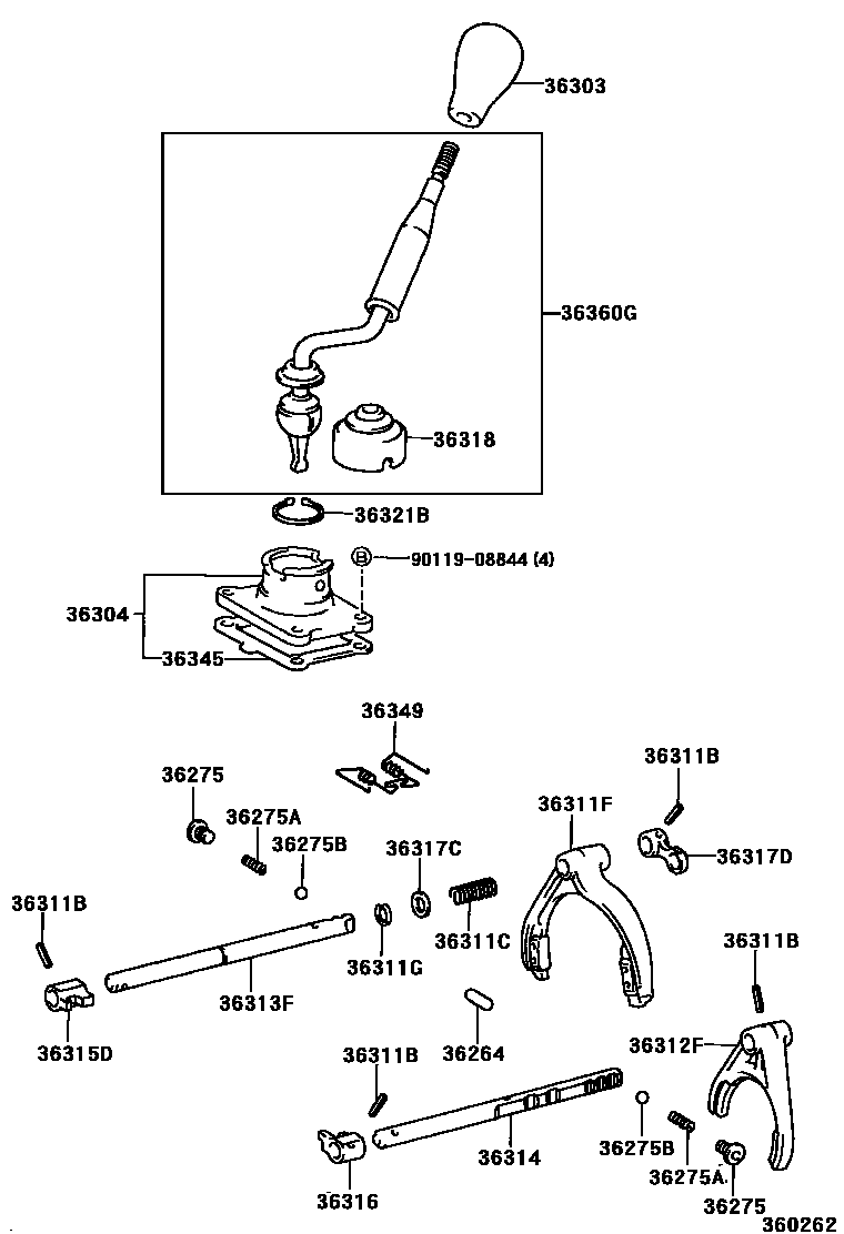 3611 — TRANSFER LEVER & SHIFT ROD