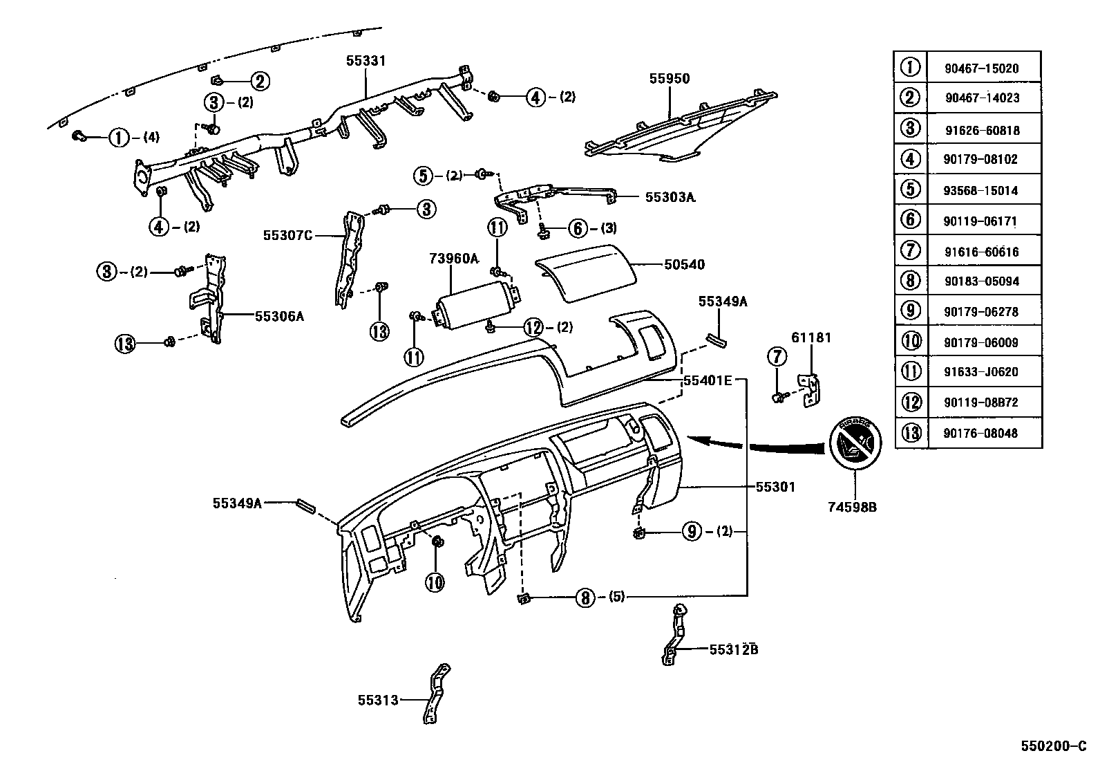 5551 — INSTRUMENT PANEL & GLOVE COMPARTMENT