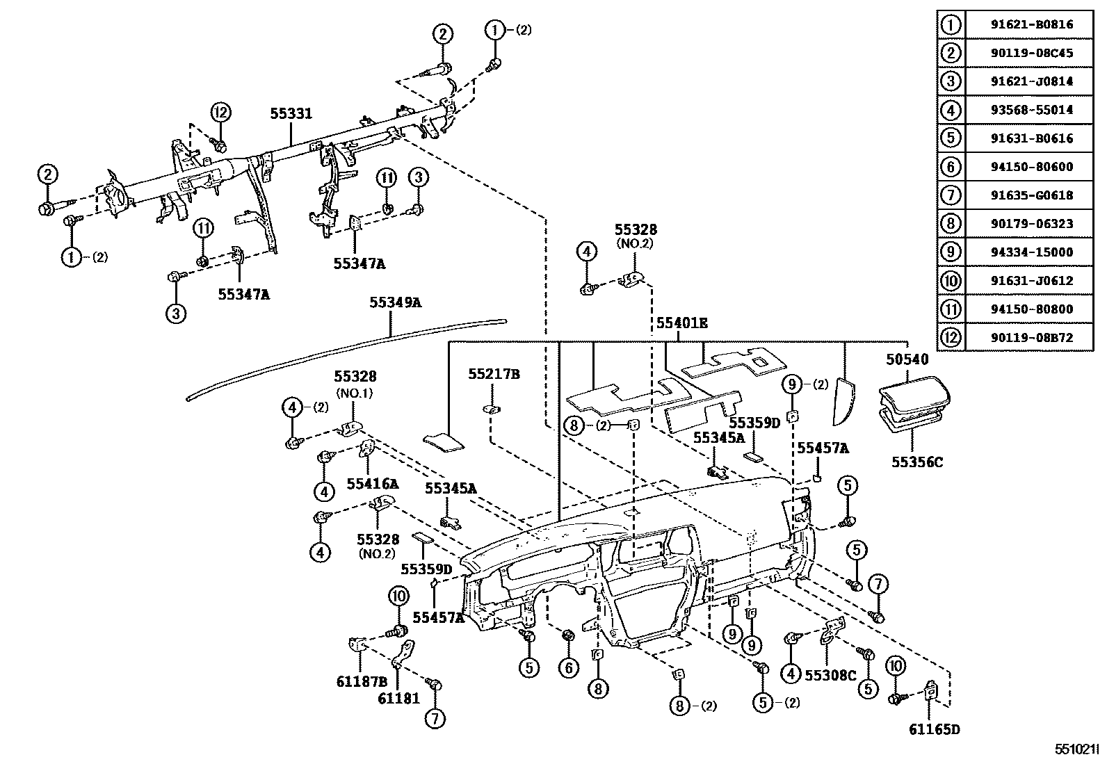 5551 — INSTRUMENT PANEL & GLOVE COMPARTMENT