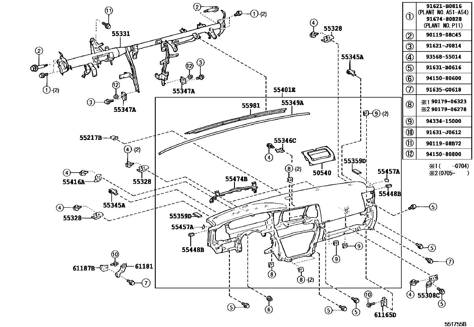 5551 — INSTRUMENT PANEL & GLOVE COMPARTMENT
