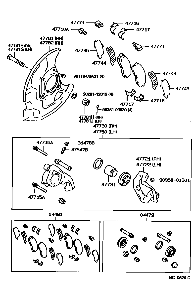 4705 — FRONT DISC BRAKE CALIPER & DUST COVER
