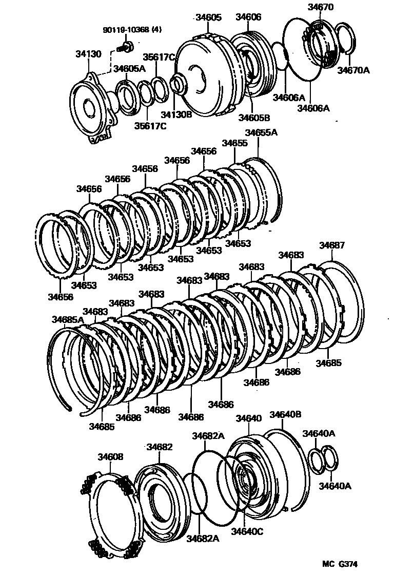 3613 — TRANSFER DIRECT CLUTCH, LOW BRAKE & SUPPORT