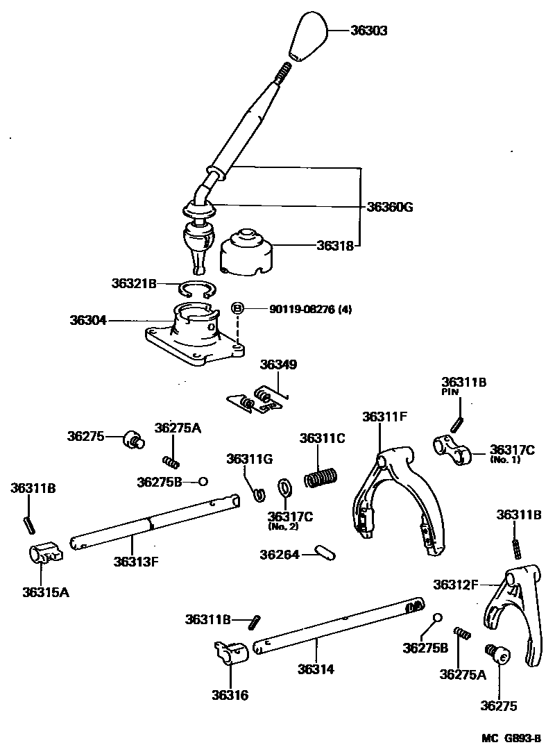 3611 — TRANSFER LEVER & SHIFT ROD
