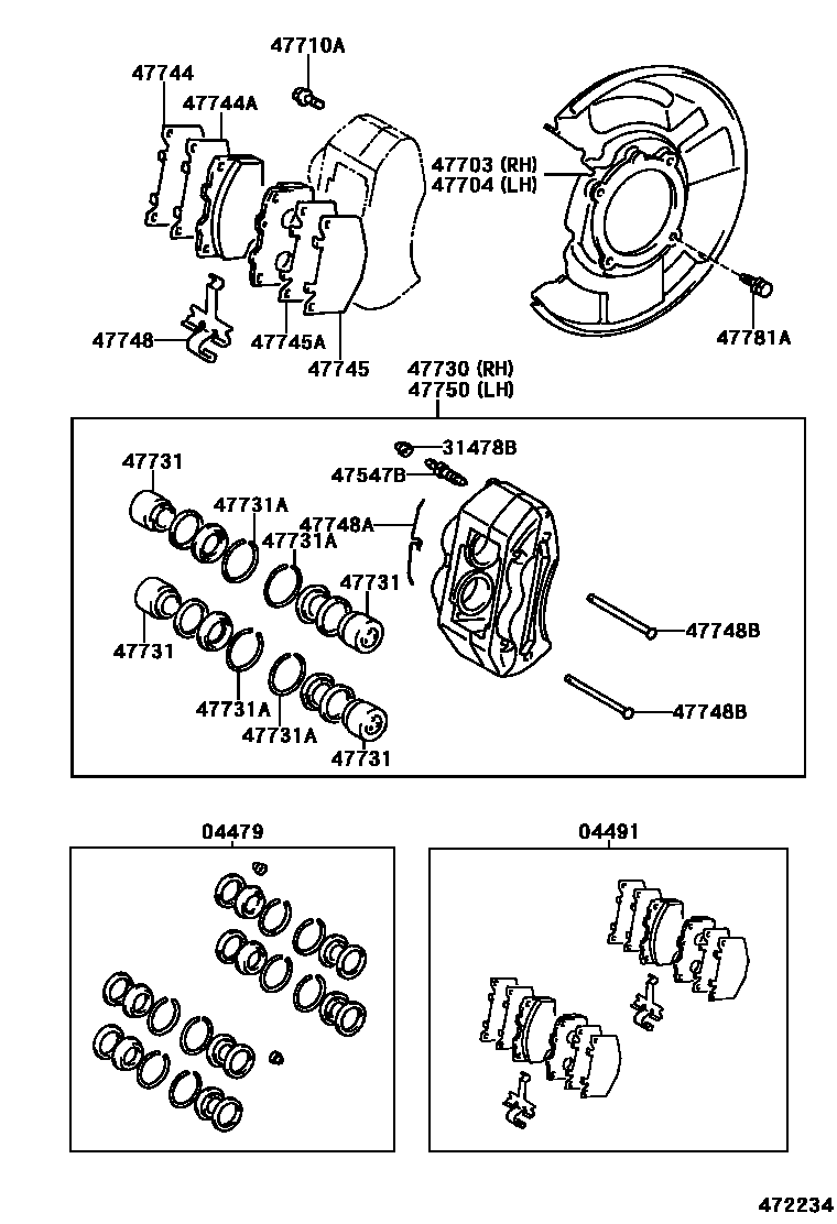 4705 — FRONT DISC BRAKE CALIPER & DUST COVER